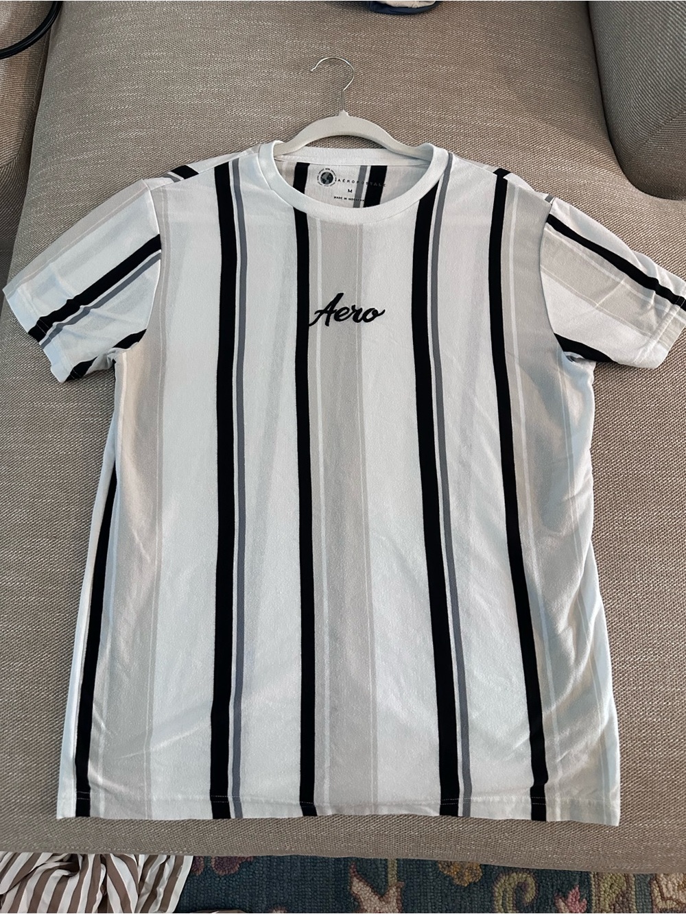 Aero Striped Short Sleeve Tee in White and Black